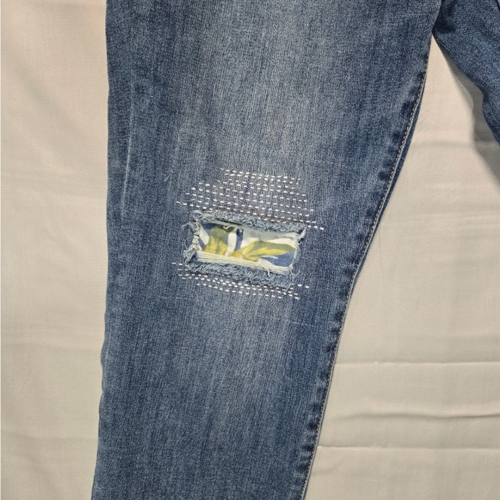 Tommy Bahama Pendleton Skinny Ankle Denim Jeans Womens 28x28 Patch Floral RawHem - Picture 10 of 12